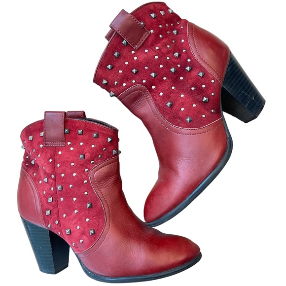 Skechers Shoes - Sketchers western studded leather booties in burgundy, almond toe shape, 7.5US